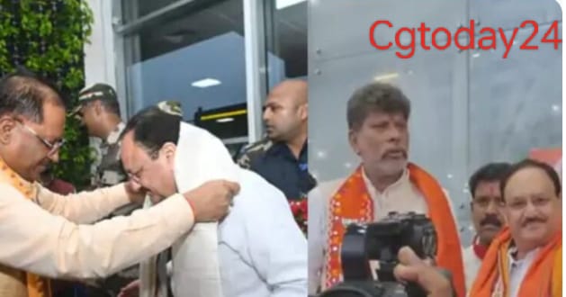 भाजपा के राष्ट्रीय अध्यक्ष जेपी नड्डा पहुचे रायपुर एयरपोर्ट पर सीएम साय ने किया स्वागत, सांय 7 बजे पहुंचेंगे भाजपा कार्यालय